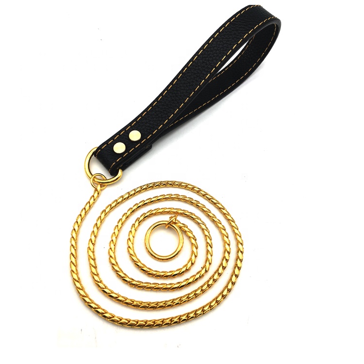 Лидер продаж, оптовая продажа, поводок-цепь в форме собаки, цепочка из твердой латуни, меди, змея, дроссель, розовое золото, ошейники для домашних животных, тренировочный собачий ошейник, поводок