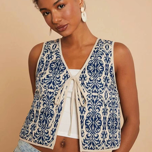 Women <b>Blue</b> Floral Embroidery <b>Canvas</b> Finished Button Eco-Friendly Quilted Jacket Winter Party Wear Open Stitch - Product Image 1