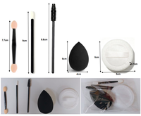 Kit d'outils de maquillage jetables 5 pièces : Éponge douce et élastique, Pinceau à paupières, Pinceau à gloss, Brosse à cils, Accessoire