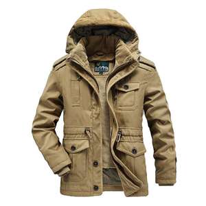 LAYENNE Nouvelles Doudounes Longues d'<span class=keywords><strong>Hiver</strong></span> à Capuche Mi-longues pour Hommes, <span class=keywords><strong>Manteau</strong></span> Grande Taille Épais en Polaire d'Extérieur pour Hommes - Product Image 2