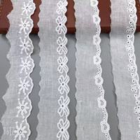 Dentelle en coton brodée à motif floral, bord festonné, 100% coton, pour robe d'enfant, vêtement, textile de maison, couture, décoration