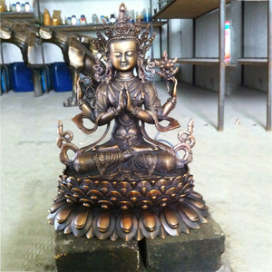 Bronze Bodhisattva Buddha Statue Handmade Religious Temple Figure HX466 Home Office Gift - Product Image 1