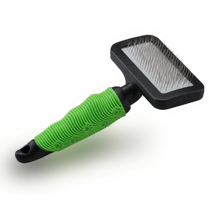 <b>Pet</b> Grooming <b>Brush</b> for Dogs with Green Ergonomic Handle Plastic Bristles Grooming Tools - Product Image 1
