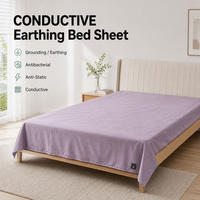Drap de lit conducteur de mise à la terre, antistatique et antibactérien, en fibre d'acier inoxydable, 216x216cm, drap plat