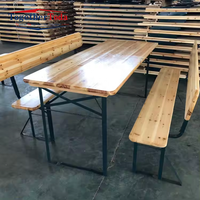 Vente directe d'usine, table de pique-nique/barbecue en bois pliable de haute qualité, gain de place, antirouille, avec dossier