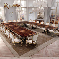 Table et chaises de salle à manger allongées en bois massif américain classique, table longue de négociation de salle de conférence de style britannique luxueux