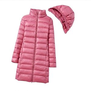 Vestes d'hiver pour femmes décontractées et fines 2023, sans capuche, longues, <span class=keywords><strong>ultra</strong></span> légères, fines, chaudes, couleur unie, en duvet - Product Image 1