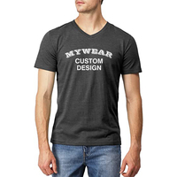T-shirt col en V personnalisé à manches courtes T-shirts pour hommes Sérigraphie personnalisée Impressions Dtg Logo brodé conçu