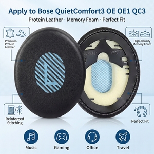 Coussinets d'oreille professionnels en cuir écologique pour casques QuietComfort <span class=keywords><strong>3</strong></span> QC3 OE OE1 – Doux et confortables - Product Image 3