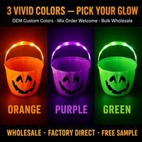 Seau citrouille LED lumineux pour Halloween, sac à bonbons pour la fête de la Toussaint, fournitures de fête Jack-O'-Lantern, vente en gros