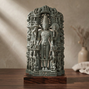 Sculpture de Vishnu Chaturbhuj du XIIe siècle, divinité hindoue à quatre bras, réplique d'art de temple, décoration traditionnelle indienne - Product Image 1
