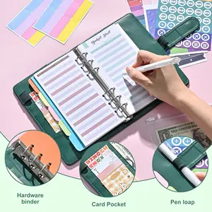 Custom A5 A6 Binder Pink Notebook Ring Pu Leather Saving Money Planner