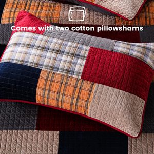 Cotton & Nhung Quilt Vua Kích Thước Thiết Lập, Màu Đỏ, Màu Đen Khăn Trải Giường Chắp Vá Có Thể Đảo Ngược Trọng Lượng Nhẹ Bộ Đồ Giường - Product Image 5