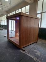 Ruang Sauna Kayu Cedar Merah Luar Ruangan Baru dengan Tungku Pemanas/Pemanas Kayu Bakar dan Panel Kontrol Gaya Tradisional untuk 2 Orang