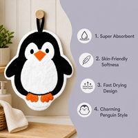 Serviette de toilette en peluche personnalisée en forme de pingouin, vente en gros, serviette de toilette en peluche pingouin personnalisée