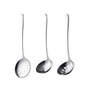 ช้อนสแตนเลสช้อนซุปสีเงินแบบยาวพร้อมกรวยเคลือบเงาเครื่องใช้ในครัว - Product Image 1