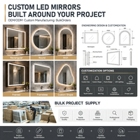 Miroir LED Rectangulaire Tactile Intelligent pour Salon et Salle de Bain, Anti-buée, avec Éclairage LED, pour Projets de Villas