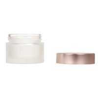 Pot en verre givré transparent de luxe de 50 ml avec couvercle à vis en or rose, récipient cosmétique rond rechargeable de 10 g pour crème pour les yeux et le visage