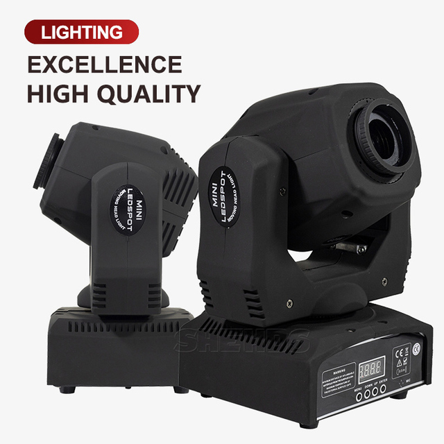 Shehds Mini 60w Led Dynamic GOBO Wheel Spot Moving Head Light TWO Prisms Stage Lighting for Dj Disco bar Theater