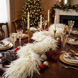 FUYI Artificial Norfolk Pine Garland Rattan Christmas Decoration <b>6ft</b> White Indoor Outdoor Holiday <b>Table</b> Topiary Decor - Product Image 1