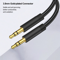 Câble audio auxiliaire plaqué or 3.5mm FONVOI Câble stéréo de voiture tressé en nylon