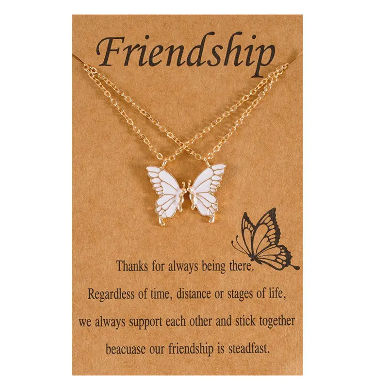 YICAI Butterfly Friendship Best Friend BFF Necklace Gifts For Girls Women Friend Long Distance Birthday Gifts Bff Necklace For 2