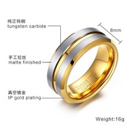 Vente flash, bagues en tungstène poli mat pour homme, 8 mm, plaquées or, bijoux, fabricant direct, livraison directe