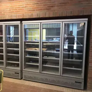Refrigerador de puerta de vidrio con pantalla Vertical, refrigerador de Bar para supermercado, refrigerador y congelador
