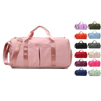 Gran oferta Unisex, bolsa de gimnasio de lona Oxford rosa, expandible, impermeable, poliéster, directo de fábrica, patrón de letras, bolsa de fin de semana