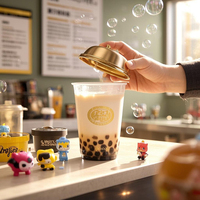 Gobelet en papier à double paroi de 24 oz personnalisé pour bubble tea, compatible café chaud, avec compartiment surprise et jouet intégré au fond (Blind Box)