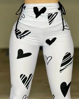 Leggings de fitness pour femmes avec cordon de serrage, imprimé cœur sexy, effet push-up des fesses, motifs personnalisés, prix le plus bas