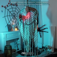 Nouvelle décoration suspendue d'Halloween en plastique, fantôme prisonnier à tête basse avec chaîne, lumineux, en tissu déchiré, accessoire d'horreur pour maison hantée