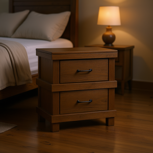 Comodino Elegante Adams con 2 Cassetti in Legno Finitura Quercia Anticata per Camera da Letto - Product Image 2