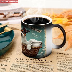 Frosted Black 11oz <b>Ceramic</b> <b>Mug</b> Color Changing Heat Sensitive Drinking Cup - Product Image 5