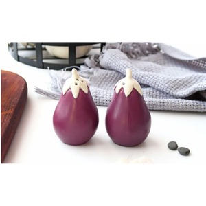 Juego de salero y pimentero creativo con forma de berenjena, juego de recipientes de cerámica para condimentos de cocina, frasco para pimienta - Product Image 4