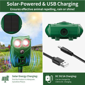 Jardín Patio Granja Ultrasónico Solar Animal Ciervo Repelente Dispositivos Movimiento Activado Gato Ardilla Conejo Mapache Perro Disuasorio - Product Image 5