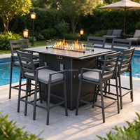Ensemble de mobilier de bar de jardin en aluminium, table et chaises modernes avec table foyer pour repas en extérieur, hôtellerie et complexes hôteliers