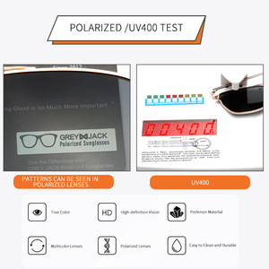 Lunettes de soleil carrées Gray Jack 1286 UV400 polarisées anti-reflets unisexes style rétro avec verres TAC - Product Image 4