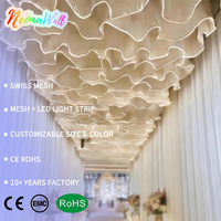 Voile de plafond lumineux en tissu pour mariage, bande lumineuse en tulle transparent, blanc chaud, pour décoration de mariage et de fête d'anniversaire