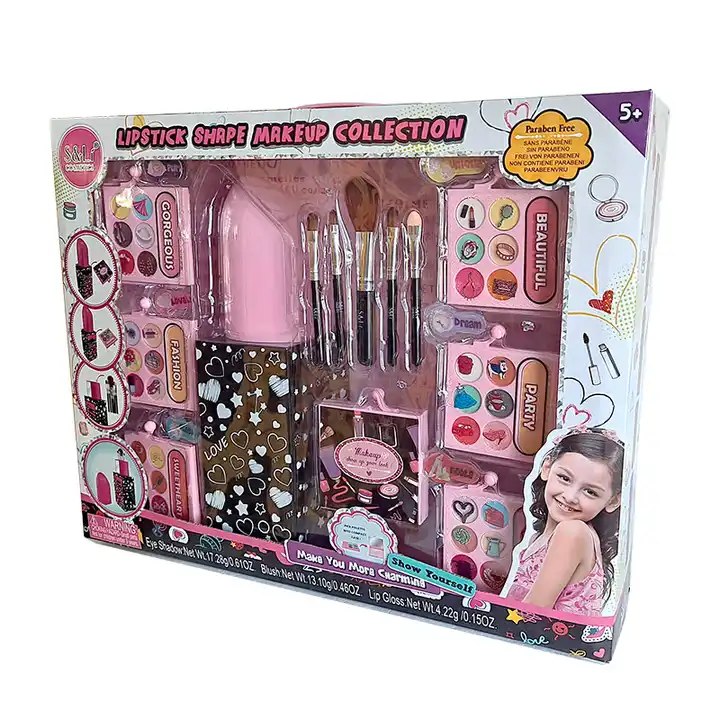 ensemble de maquillage pour petite fille, réel, non toxique, lavable  maquillage jouet cadeau pour bambin jeunes enfants semblant jouer ensemble  vanité