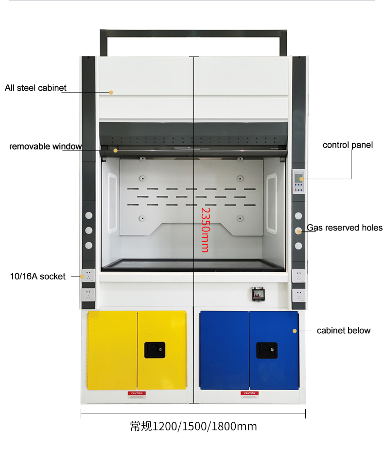 Hospital Laboratory Fume Hood 1800mm Lab Fume Cupboard Corrosion Proof