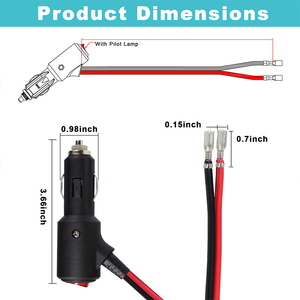 Automotive Cigarette Plug Wiring <b>Harness</b> with Pilot Light and Female Blade Terminals Custom Cable OEM Wholesale Supply - Product Image 2