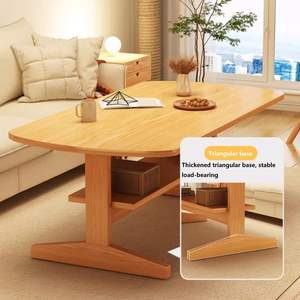 Combohome Mesa <span class=keywords><strong>de</strong></span> centro Rectangular Mesa central Patas <span class=keywords><strong>de</strong></span> madera Mesa corta Té para estudio Oficina Hogar con rueda universal - Product Image 6