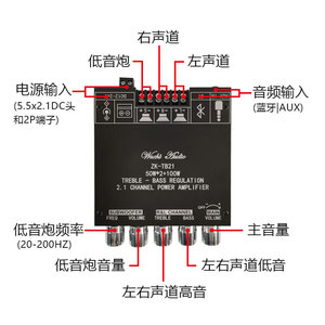 ZK-MT21 <span class=keywords><strong>2.1</strong></span> kênh cho kỹ thuật số khuếch đại công suất mô-đun linh kiện điện tử sản phẩm - Product Image 4