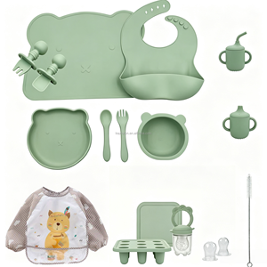First Bites - Set de Alimentación para Bebés de 12 Piezas de Silicona LSR, Suministros para la Alimentación Complementaria, Babero No Tóxico, Cucharas, Vaso de Entrenamiento Antiderrames - Product Image 4