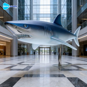 Скульптура акулы из нержавеющей стали с полированным современным дизайном креста для парков и садов - Product Image 5