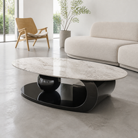 Meubles de salon de luxe Nodric, table basse ronde moderne en acier inoxydable avec plateau en marbre ardoise et métal doré pour usage hôtelier