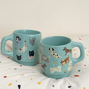 Personalized Blue <b>Ceramic</b> <b>Mug</b> Stacking Coffee <b>Mugs</b> Custom logo Printed - Product Image 5