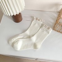 Chaussettes en coton pour femmes, personnalisées, transparentes, fines, colorées, avec logo, à volants, solides, à volants
