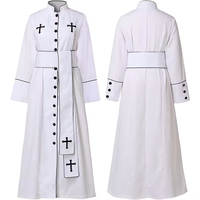 Robe de Soutane Romaine Adulte pour Clergé d'Église, Costume de Prêtre, Toge, Pantalon et Col Droit pour Costumes d'Été, de Noël ou de Films/Séries